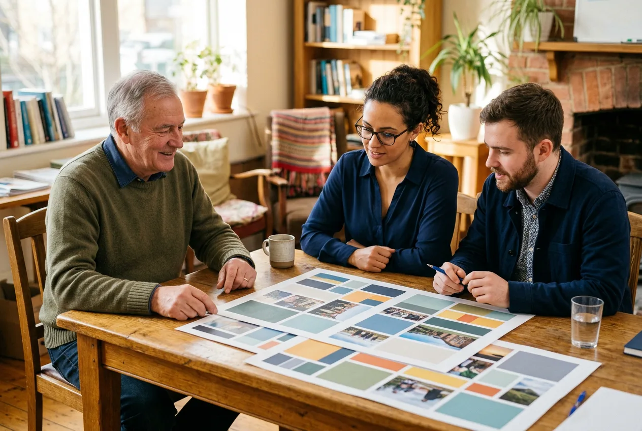 An Alliance Media team meeting with a partner organization